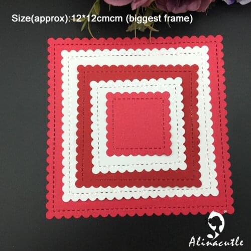 Metal Cutting Die 5pc Nesting Stitch Edge Square Scrapbook Paper craft album Handmade Card Cutter Punch art cutter Alinacutle
