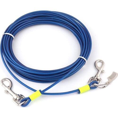 Strong Dog Leash Lead Blue Pet Tie Out Cable for Dogs Up to 120 LBS 30 Feet pet Drag Leash Rope Outdoor Camping Collar Hardware