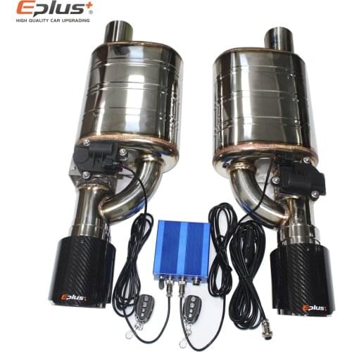 EPLUS 1 Pair 2pcs Car Exhaust System Electric Valve Control Exhaust Pipe Kit Adjustable Valve Angle Silencer Stainless Universal