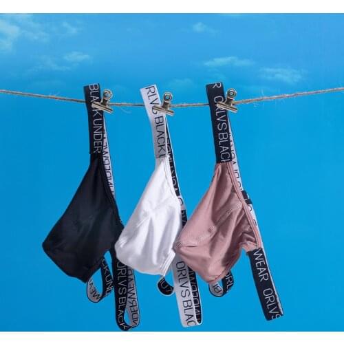 ORLVS G-strings Soft Breathable Crotch Males Thongs Independent Codpiece Anti-hemming Pants Inside Printed Tagless Label T-back