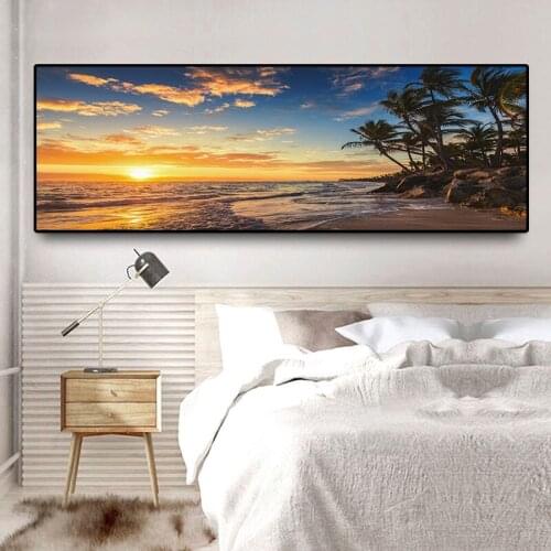 Sunsets Natural Sea Beach Coconut Palm Panorama Diamond Painting Round Full Drill Diy Mosaic Embroidery Cross Stitch Large Decor