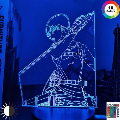 Attack on Titan Led Night Light for Kids Bedroom Decor Nightlight Birthday Gift Bedside Table 3d Lamp Anime Attack on Titan Levi