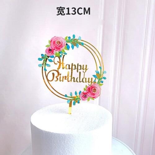 Baby Shower Happy Birthday Acrylic Cake Topper Gold Silver Birthday Cake Baking Decoration for Baby Birthday Party Cake Supplies
