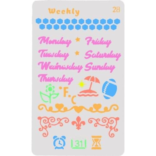 Weekly Layering Stencils for Diy scrapbook/photo album Decorative Embossing coloring,painting stencil,home decor