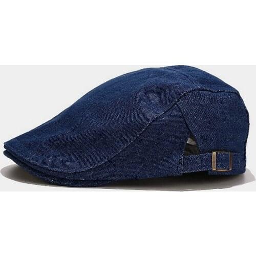 Unisex Washed Denim Berets Hat For Men Newsboy Hat Women Retro Peaked Cap Solid Blue Duckbill Cap Spring Summer gorras hombre