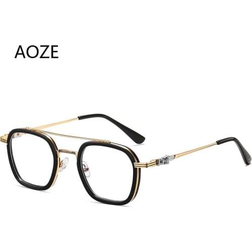 AOZE 2021 Vintage transparent square glasses for men and women, transparent lenses, lens frame, Unisex, blue anti-light