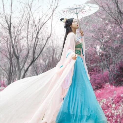 Spring summer new style movie studio ancient elegant fairy dress for lady Hanfu stage performance Costume vintage drama groups