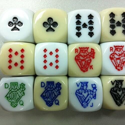 10 Pcs Poker Dice Puzzle Game Send Children 6 Sided Dice Game Accessory 16mm