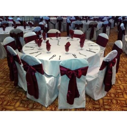 10pcs/lot wine red Satin Chair Cover Sash Bows 6" x 106" Banquet Wedding Decor