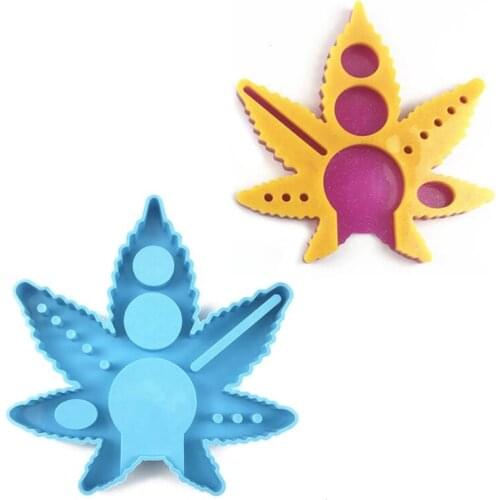 2021 Leaf Shape Cigarette Spice Grinder Epoxy Resin Mold Serving Tray Silicone Mould DIY Crafts Jewelry Home Decorations Mold