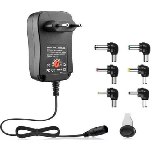 3-12V 30W 2.1A AC/DC Power Supply Adaptor Universal Charger Adaptor with 6 Plugs Adjustable Voltage Regulated Power Adapter