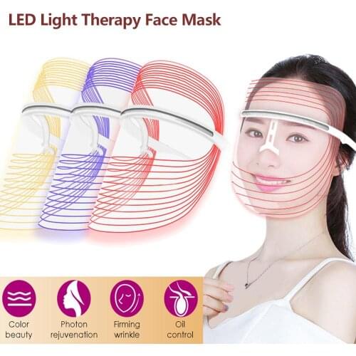 3 colors LED Light Therapy Face Mask Rejuvenation Wrinkle Acne Removal Facial Mask Electric SPA Beauty Instrument Care Mask
