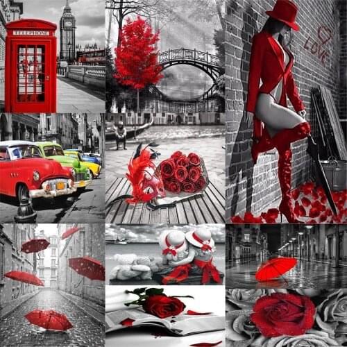 5D DIY Diamond Painting Full Square Red And Black Series Home Decoration Embroidery Handcraft Art Kits