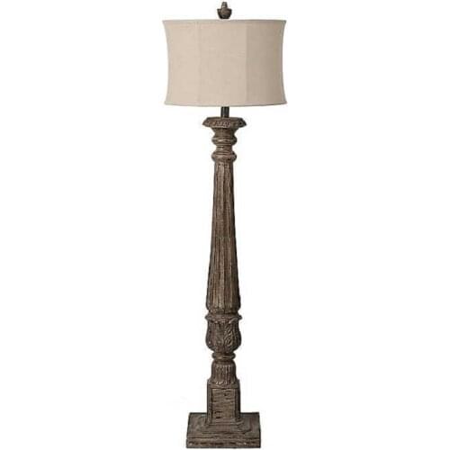 American country wood carving retro floor lamp bedroom bedside living room study personality creative lamp