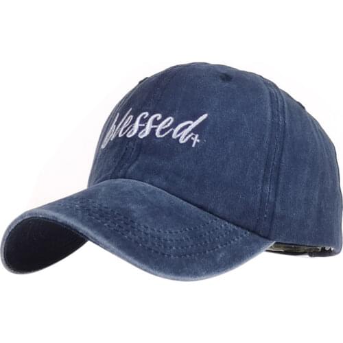 High Quality Mens Blessed Letter Snapback Cap Washed Cotton Solid Baseball Cap Women Fashion Unisex Couple Hip Hop Dad Hat