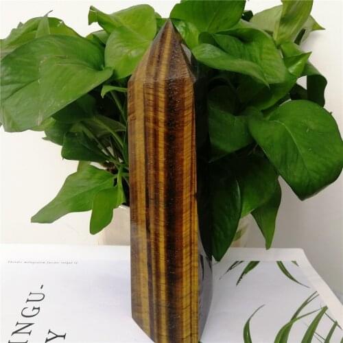 Large Natural Yellow Tiger Eye Crystal Wand Points Healing Quartz Crafts Mineral Stone For Home Decor Ornaments Tower