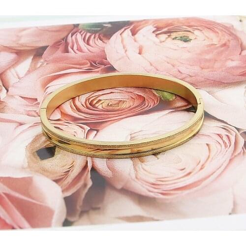 Uniquely Designed Shiny Mid-Smooth Concave Surface Stainless Steel Frosted Side Bangle & Bracelet Jewelry For Men And Women