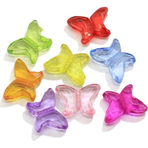 50pcs 11x15mm Acrylic Butterfly Beads Transparent Loose Spacer Beads for Jewelry Making DIY Bracelet Earring Charms Accessories
