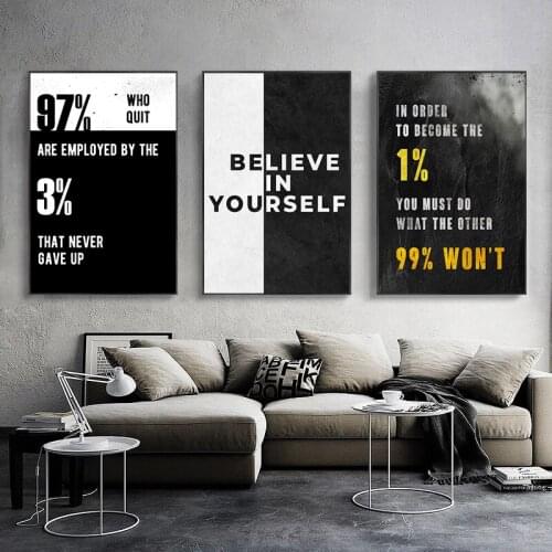 Black White Letters Inspirational Canvas Painting Motivational Quote Posters and Prints Wall Pictures for Living Room Home Decor