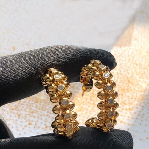 Pure 925 sterling silver new fashion brand jewelry earring round gold men and women luxury wedding party banquet jewelry earring