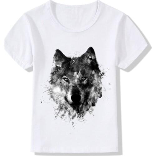 Children Animal Wolf Hardliner Print T shirt Kids Summer Tops Girls Boys T-shirt Casual Baby Clothes