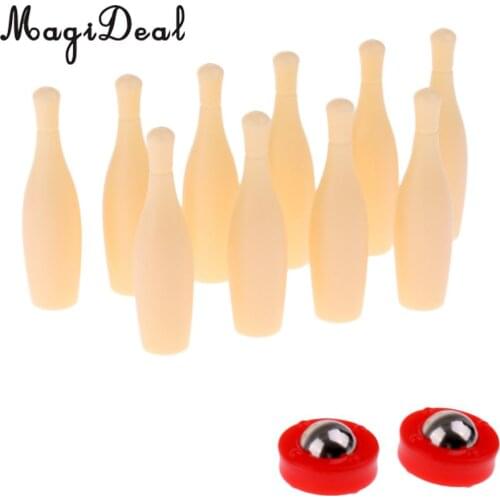 MagiDeal Kids Children Desktop Super Mini Bowling Game Set 10 Bowling Pins + 2 Pushers Sport Toy Game