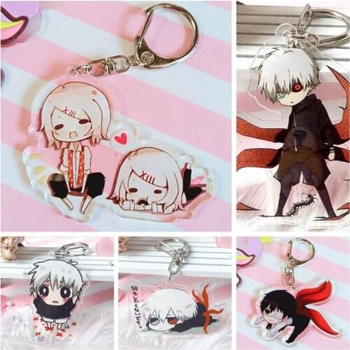 Cartoon Key Ring Tokyo Ghoul RE Keychain QS Sasaki Haise Double Sided Acrylic Key Chain Pendant Anime Accessories