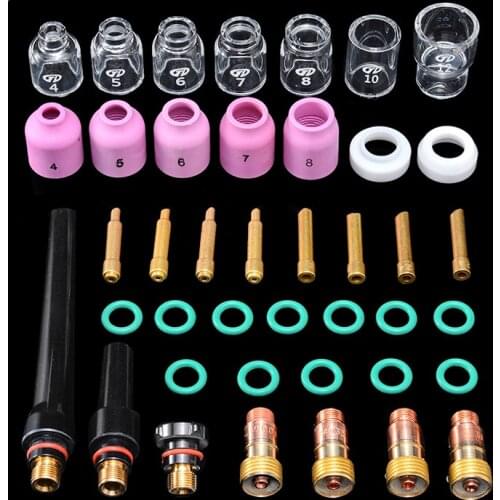 41Pcs TIG Welding Torch Stubby Gas Lens for WP-17/18/26 Practical Welding Torches Accessories Durable Glass Cup Welding Kit