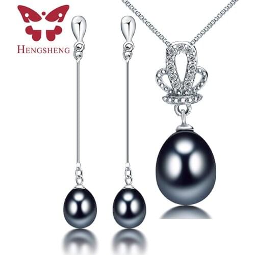 Super Deal Fine Elegant Jewelry Set Top Quality Freshwater Pearl Pendant/Earrings for Women, 925 Sterling Silver Jewelry Sets