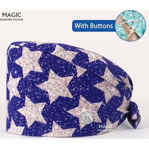 Beautician Cute Hats Lab Men and Women Adjustable Scrub Caps Wholesale High Quality Cartoon Print Sweat-absorbent Scrub Hats Spa