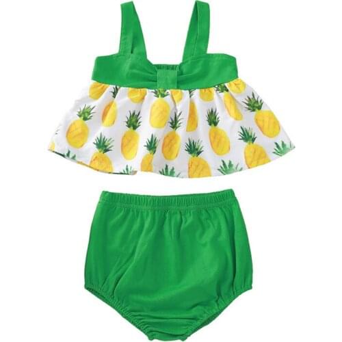 Summer Infant Baby Girl Set Pineapple Print Vest + PP Shorts 2pcs Baby Clothes
