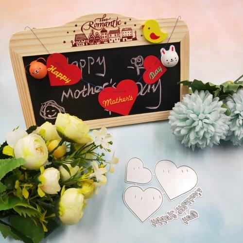 Mothers day metal cutting knife die, heart tag embossed clip book for greeting CARDS, gift CARDS decorative production