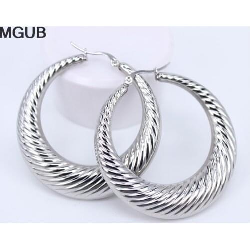 MGUB 2020 New Gold color circle creole earrings, Stainless Steel Big Round wives Hoop Earrings gifts for women HY267