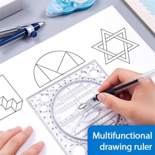 Multifunctional Drawing Ruler Springhall Angle And Circle Maker Drawing Geometric Drawing Template Measuring Ruler Multipurpose