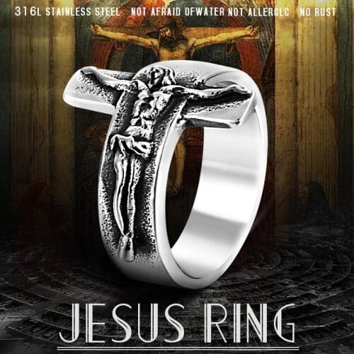Beier Fashion Jesus Cross Ring 316L Stainless Steel Cool High Quality Men Jewelry alibaba-express free shipping BR8-134