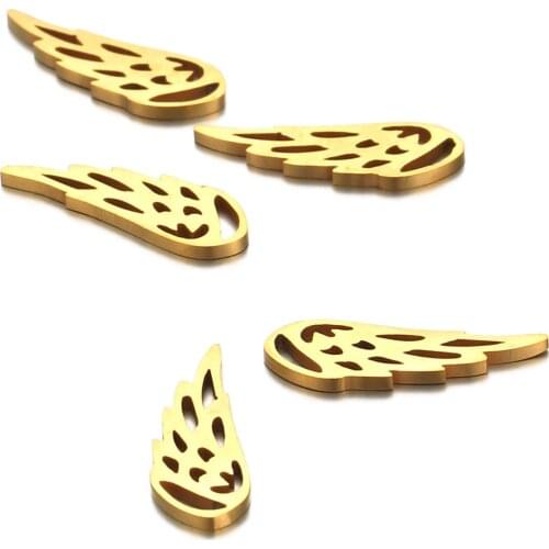 Stainless Steel Small Wing Charms Metal 6x17mm Pendant DIY Jewelry Making Accessories Encanto Wholesale 50pcs