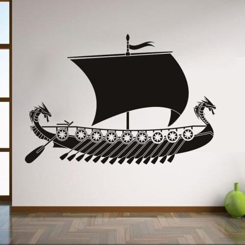 New Design Dragon Viking Ship Wall Sticker Boat Decal Living Room Bedroom Home Decor Vinyl Art Wallpaper Decoration
