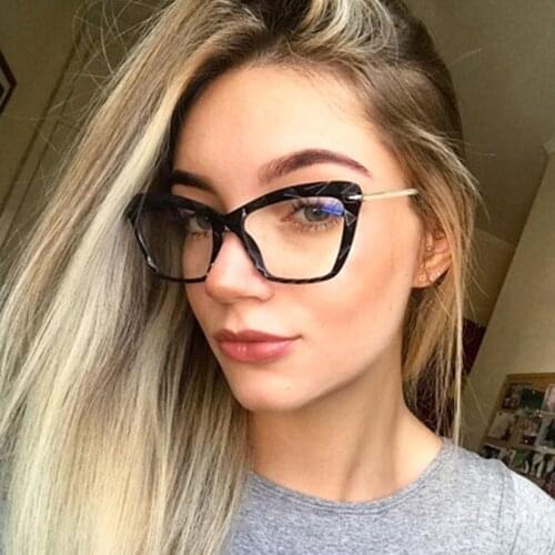 New Hot Oversized Frame Anti Blue Light Cat Eye Eyeglasses Square Women Reading Glasses Trending Design Optical Computer Glasses
