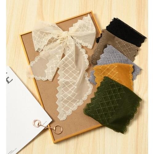 MoriBty Solid Women Lace Scarf Wraps Long Embroidery Floral Hair Ribbon Headband Foulard Femme Bag Tie Retro Elegent Neckerchief