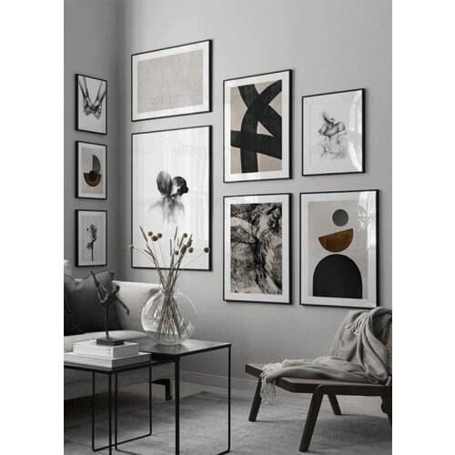 Couple Watercolor Drawing Print Minimalist Abstract Wall Art Canvas Painting Black White Picture Nordic Poster Bedroom Decor