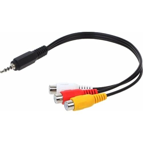 3.5 mm Jack Male to 3 RCA Female Converters Audio Video Cable Stereo Adapter