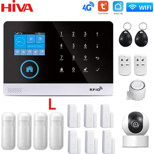 PG103 4G 3G GSM WiFi Alarm System Tuya SmartLife APP Control for Home Security Alarm PIR Sensor Support Alexa & Google Assistant
