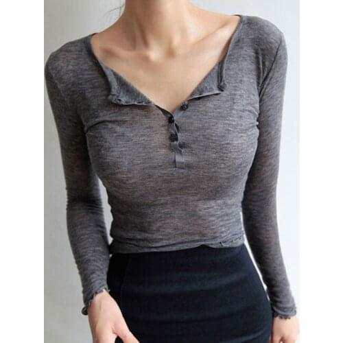 Long Sleeve Sexy Women T Shirt Spring Summer Fashion Female Tshirts Tops High Quality Casual Tees Shirt Solid Ropa Mujer 13964