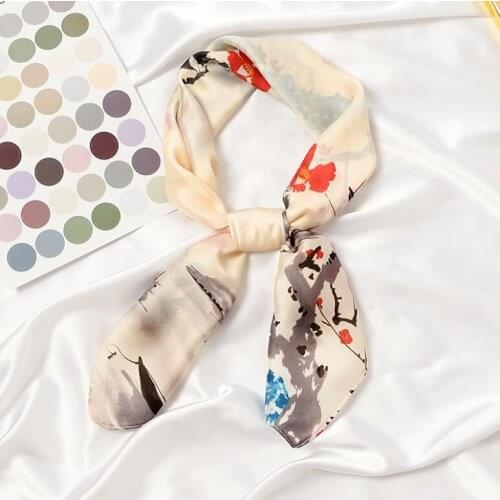 Yishine 70*70cm Spring Hot Women Silk Head Square Scarf Traditional Florals Prints Print Bandana Neck Wear