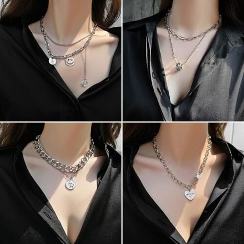 2021 Fashion Light Luxury Necklace Design Sense Hip Hop Net Red Titanium Steel Clavicle Chain Ins Wind Necklace