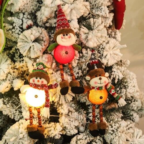 Christmas Cute Long Leg Doll With Light Merry Christmas Decor Home Christmas Tree Ornaments Natal Navidad Gift Happy New Year