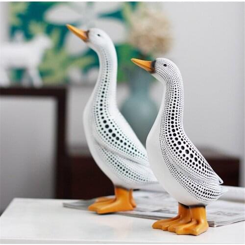MODERN SIMPLE CREATIVE ABSTRACT ARTS ANIMALS FIGURINES WAVE POINT DUCK STATUE RESIN ART&CRAFT HOME DECORATION ACCESSORIES R3148