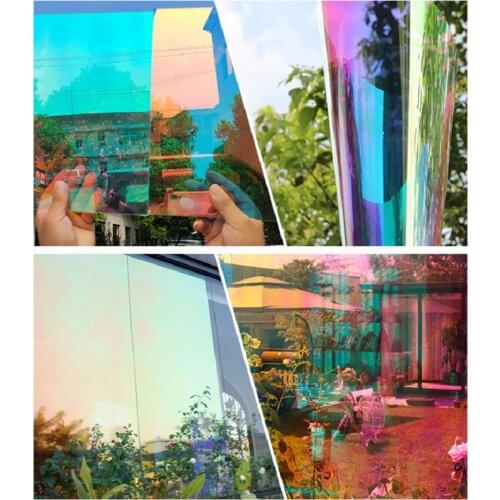 SUNICE 2 COLORS Window Tint Dichroic Window Film Transparent two-way tinting roll Self-adhesive Sticker Festival Decor 45x500cm