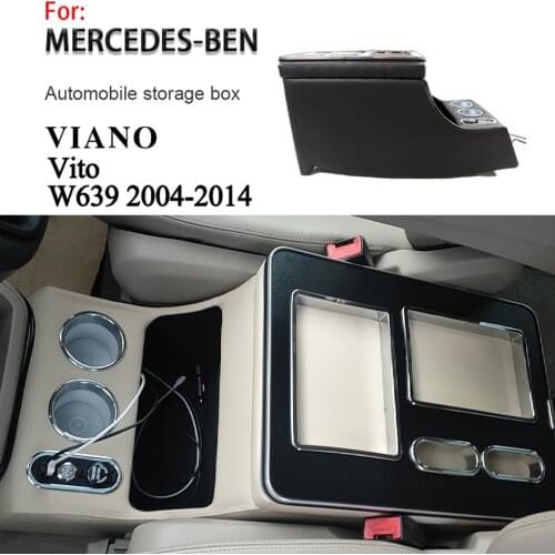 LED Light Armrest Box Central Content Storage Box for Mercedes-Benz Viano Vito W639 2004-2014 Car Styling Accessories