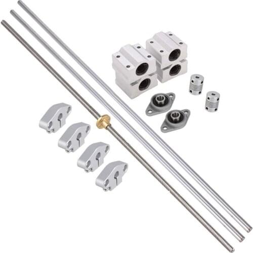 500mm Vertical Optical Axis & 8mm Lead Screw Dual Rail Shaft Support Pillow Block Bearings & Flexible Shaft Coupling Set of 15